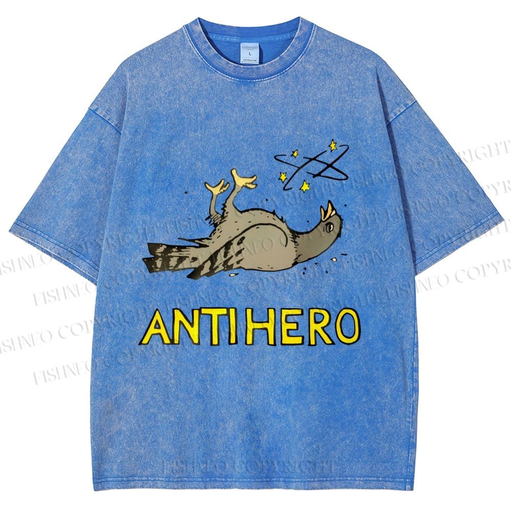 Unisex Beat-up Pigeon Anti Hero Printed Washed Tee