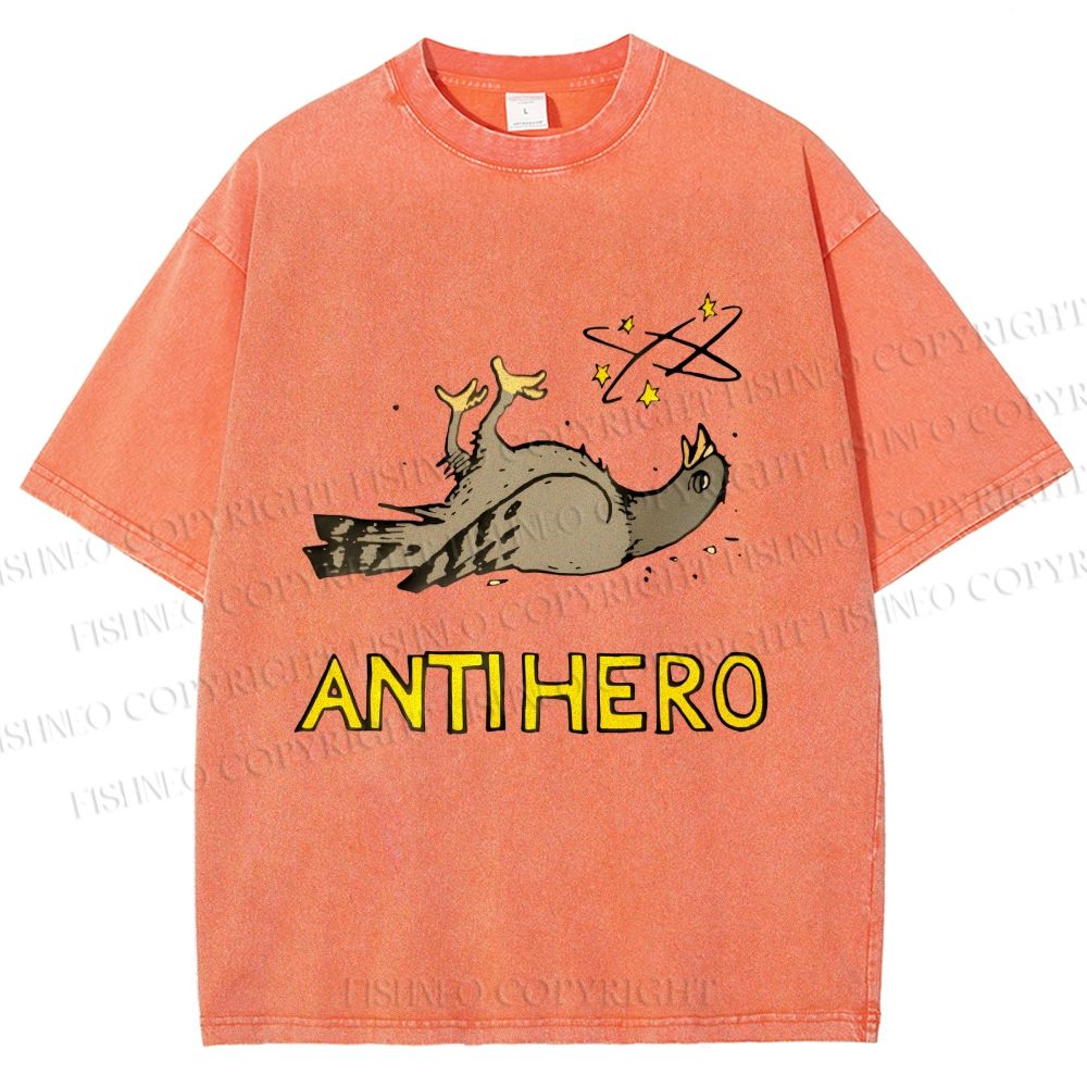 Unisex Beat-up Pigeon Anti Hero Printed Washed Tee