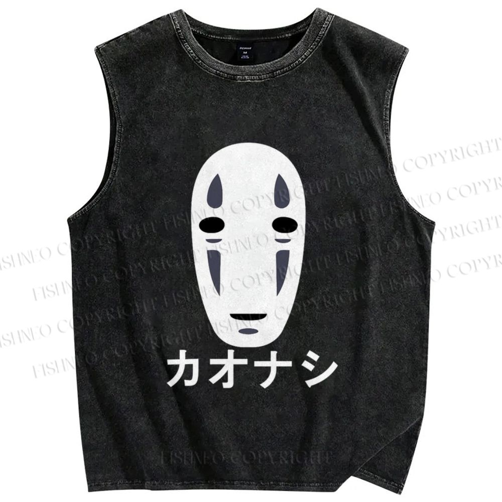 Unisex Faceless Man Printed Washed Tank Top