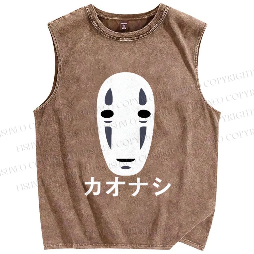 Unisex Faceless Man Printed Washed Tank Top