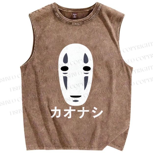 Unisex Faceless Man Printed Washed Tank Top
