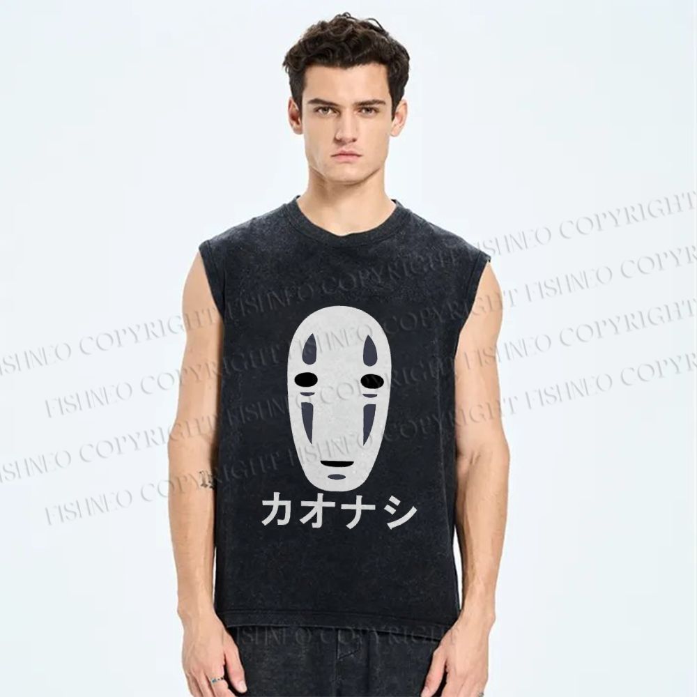 Unisex Faceless Man Printed Washed Tank Top