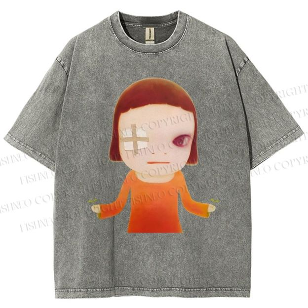 Unisex Injured Yoshitomo Nara Printed Washed Tee