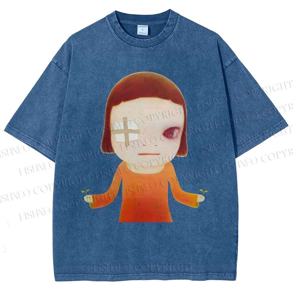 Unisex Injured Yoshitomo Nara Printed Washed Tee