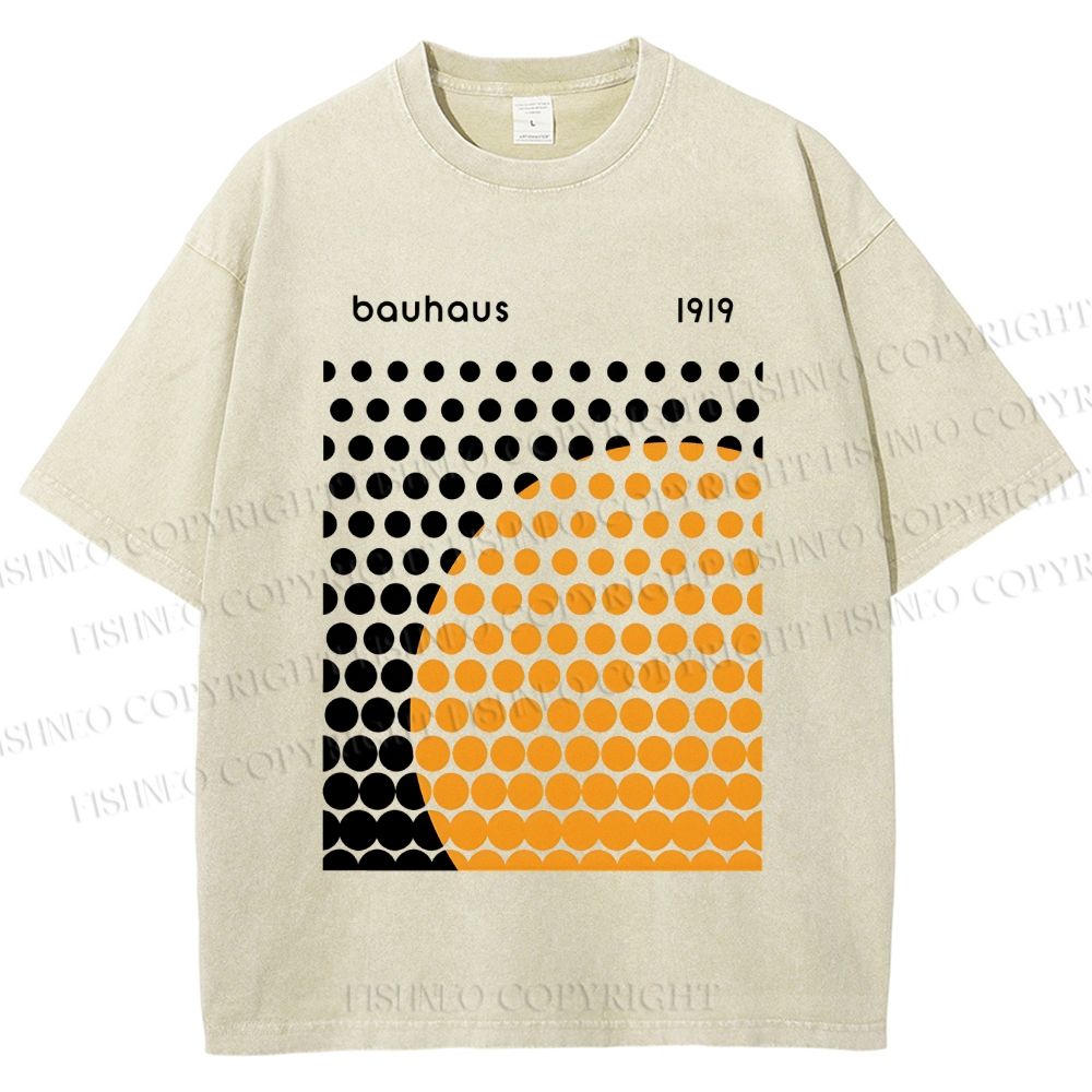 Unisex Bauhaus Geometric Circles Printed Washed Tee