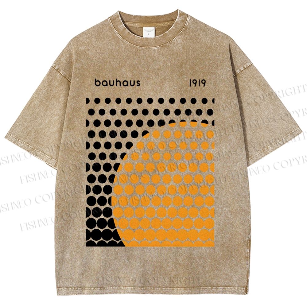 Unisex Bauhaus Geometric Circles Printed Washed Tee