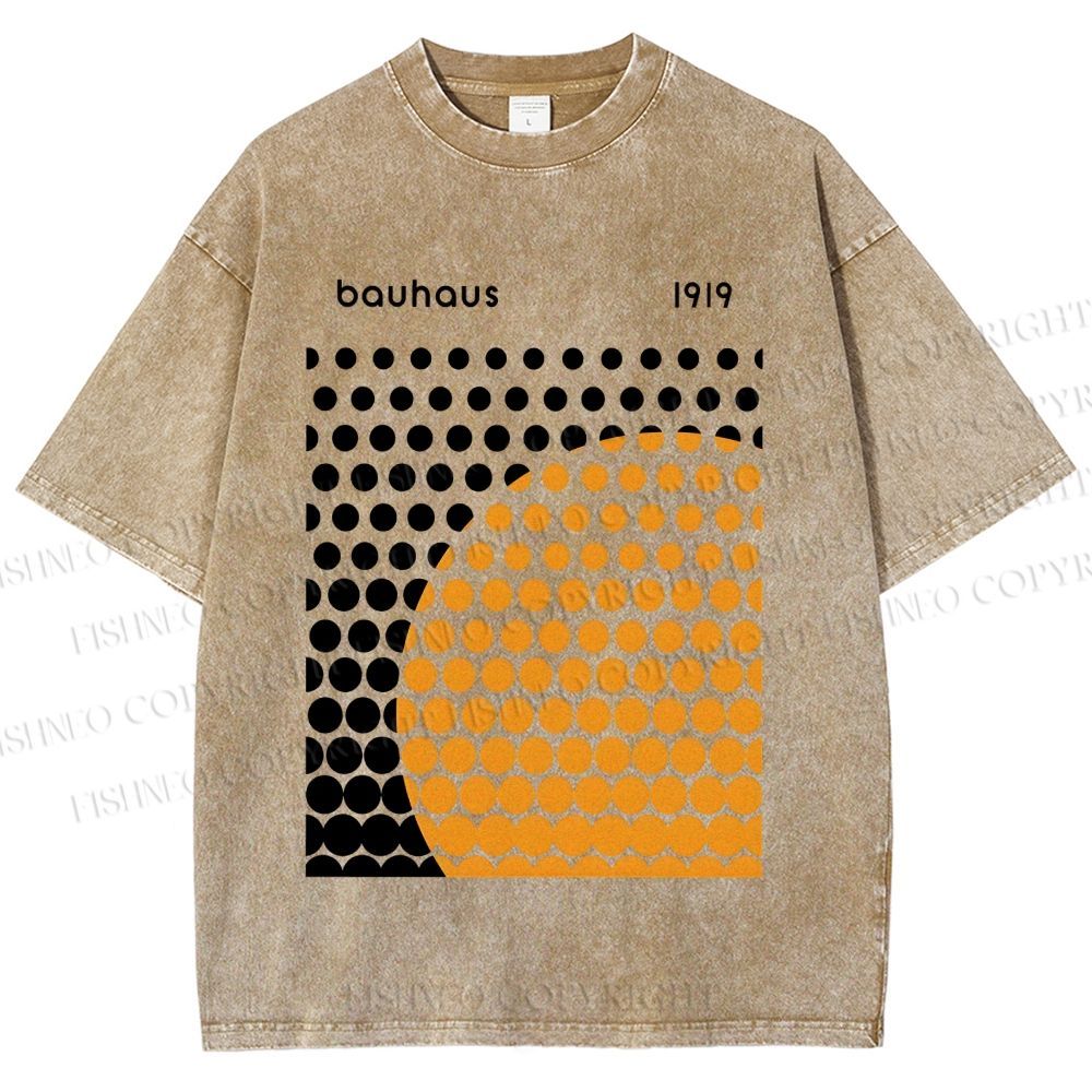 Unisex Bauhaus Geometric Circles Printed Washed Tee