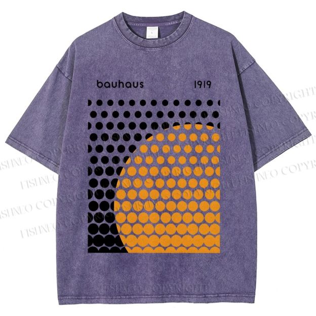 Unisex Bauhaus Geometric Circles Printed Washed Tee