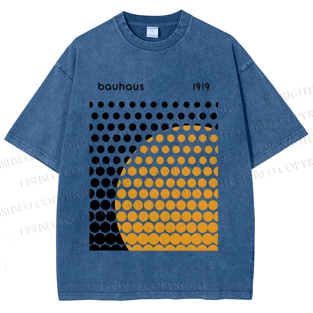 Unisex Bauhaus Geometric Circles Printed Washed Tee