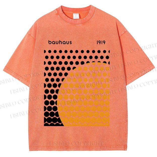 Unisex Bauhaus Geometric Circles Printed Washed Tee