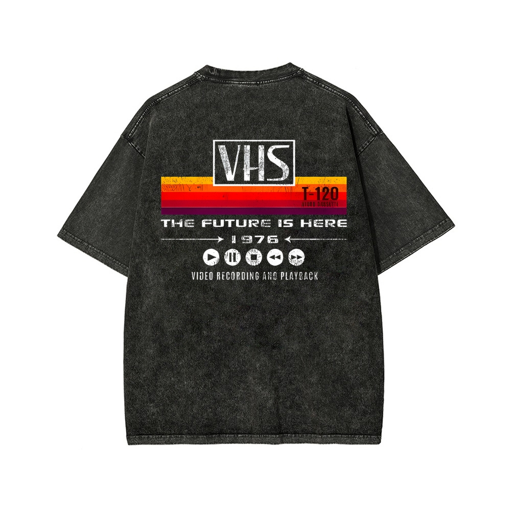 VHS Vintage Wash Japanese Design Back Art T-Shirt