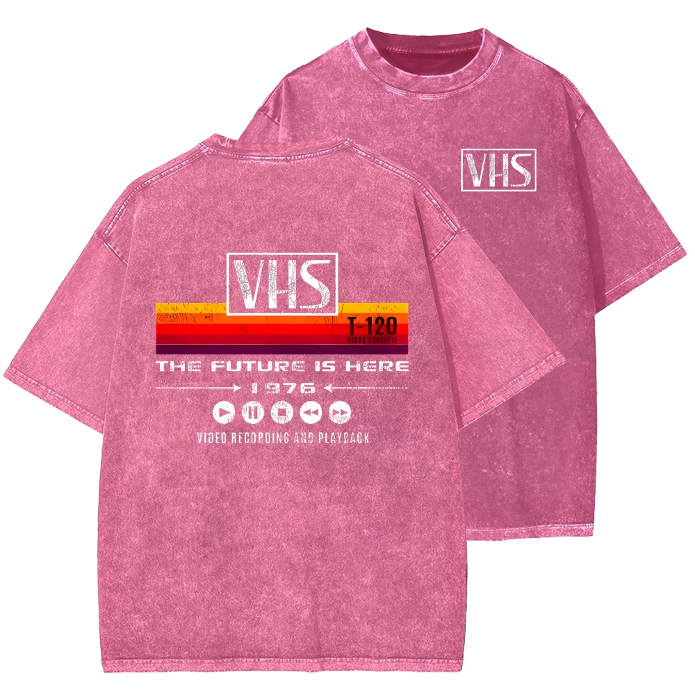 VHS Vintage Wash Japanese Design Back Art T-Shirt