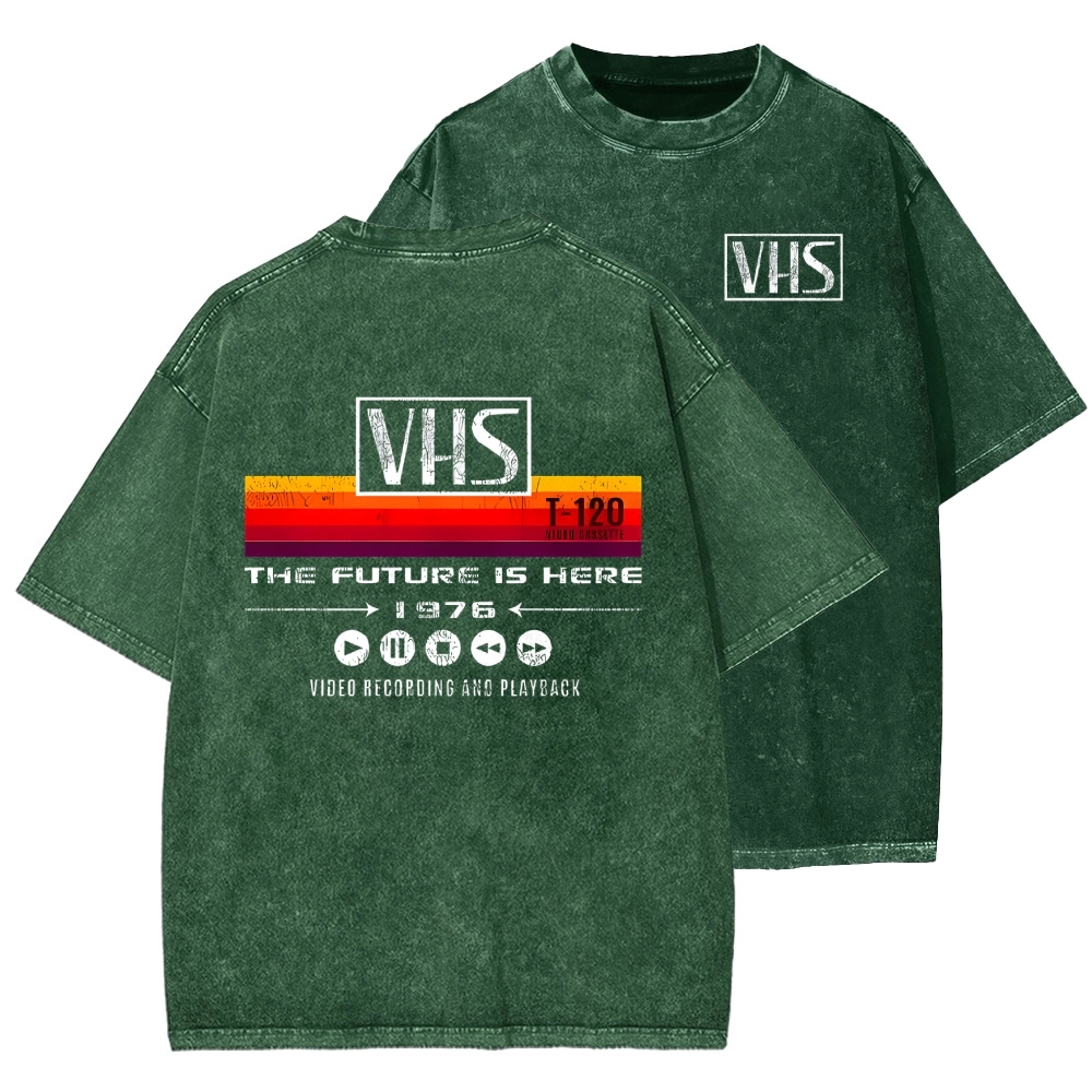 VHS Vintage Wash Japanese Design Back Art T-Shirt