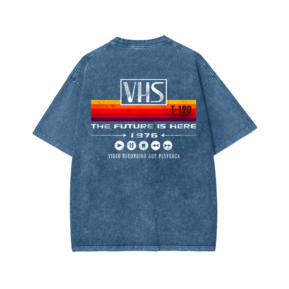 VHS Vintage Wash Japanese Design Back Art T-Shirt