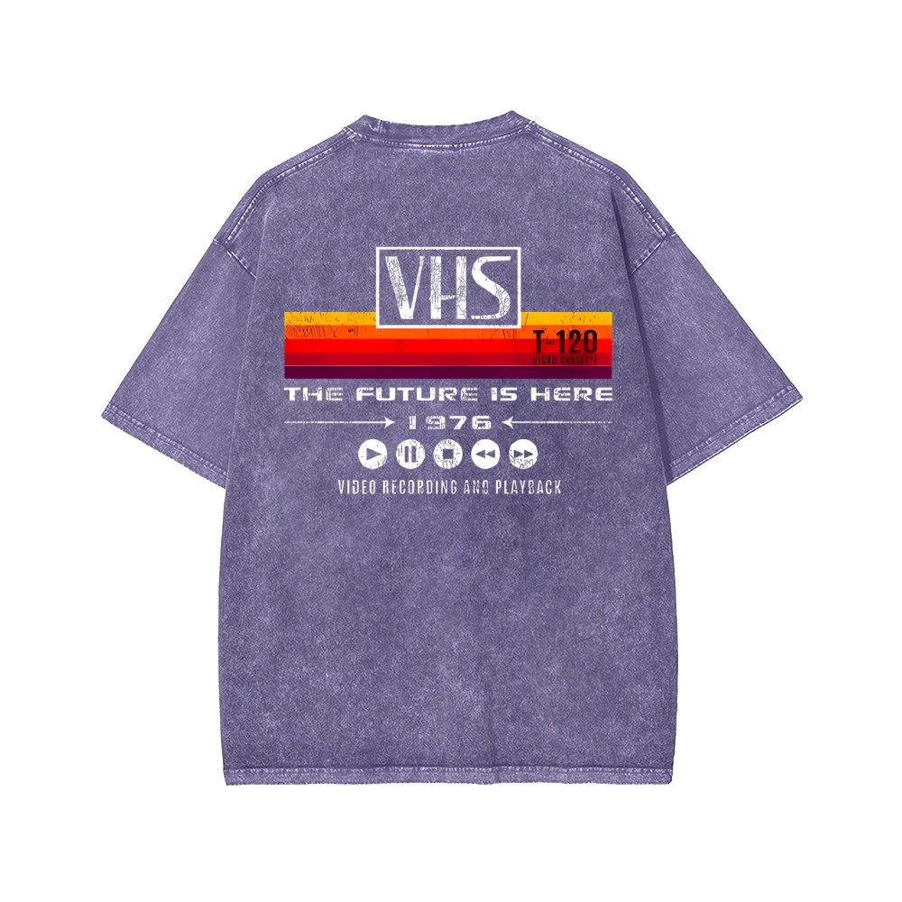 VHS Vintage Wash Japanese Design Back Art T-Shirt