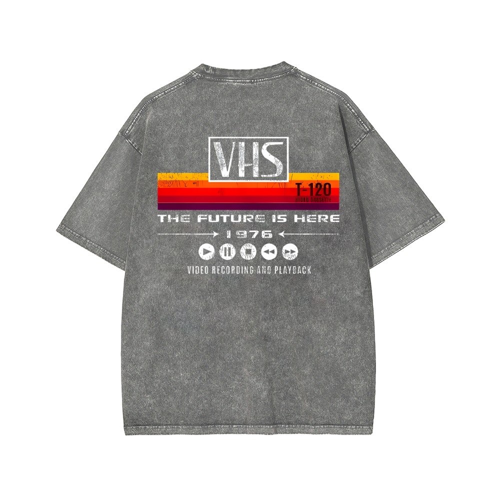 VHS Vintage Wash Japanese Design Back Art T-Shirt