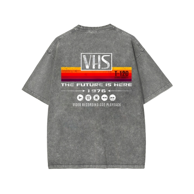 VHS Vintage Wash Japanese Design Back Art T-Shirt