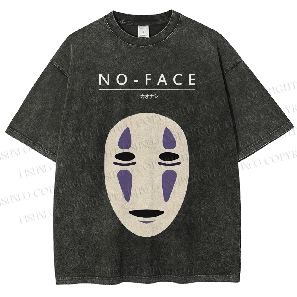Unisex No-Face Spirited Away Printed Washed Tee