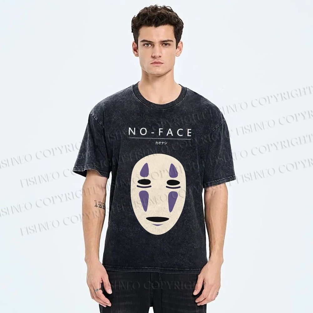 Unisex No-Face Spirited Away Printed Washed Tee