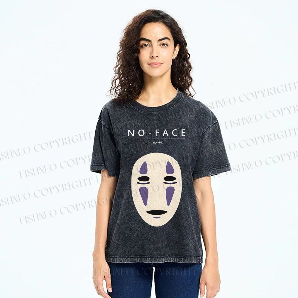 Unisex No-Face Spirited Away Printed Washed Tee