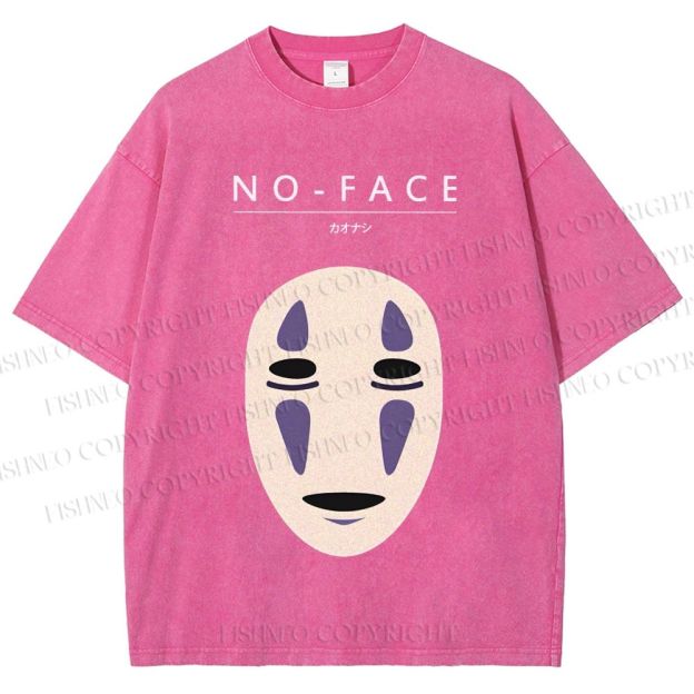 Unisex No-Face Spirited Away Printed Washed Tee