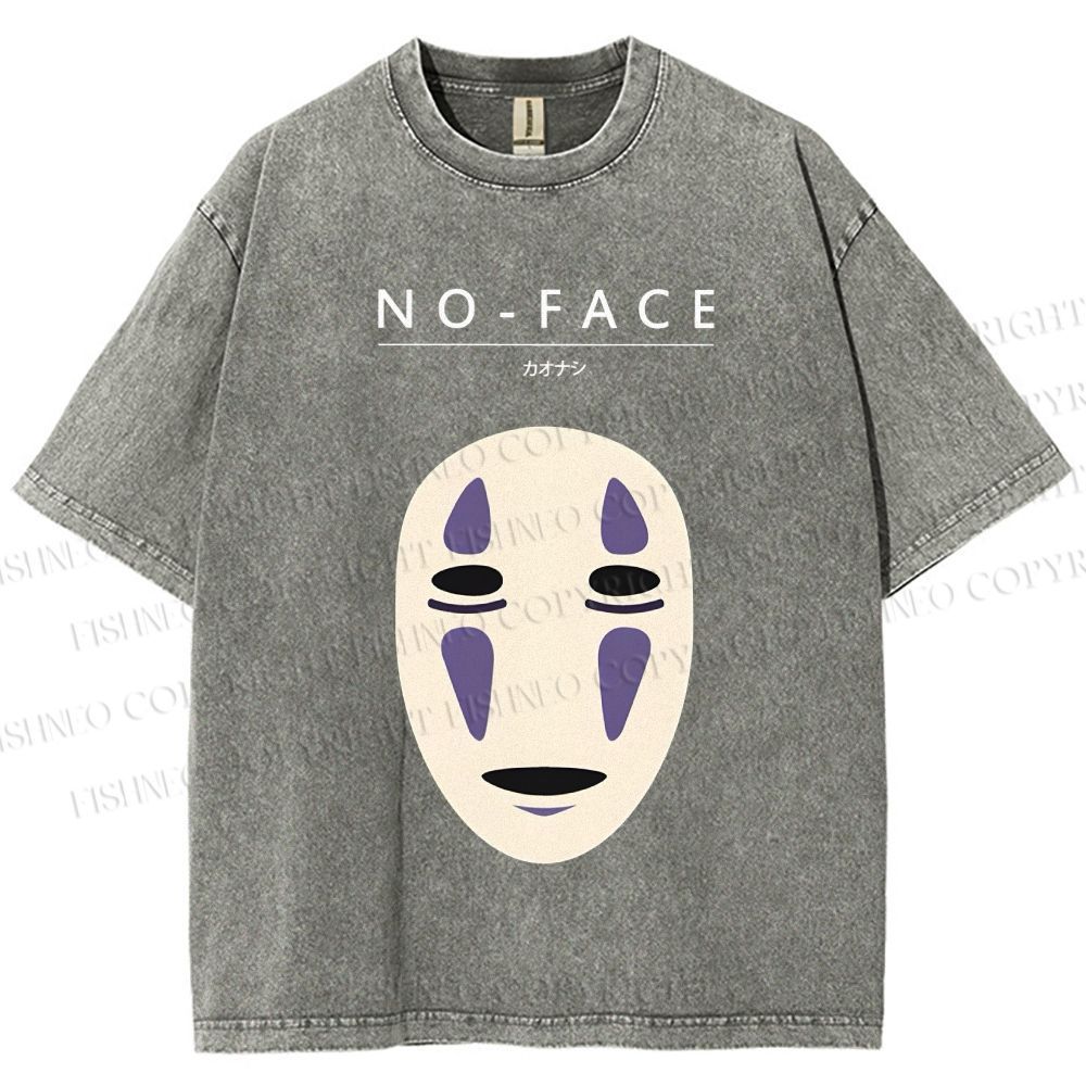 Unisex No-Face Spirited Away Printed Washed Tee