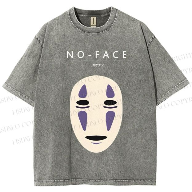 Unisex No-Face Spirited Away Printed Washed Tee
