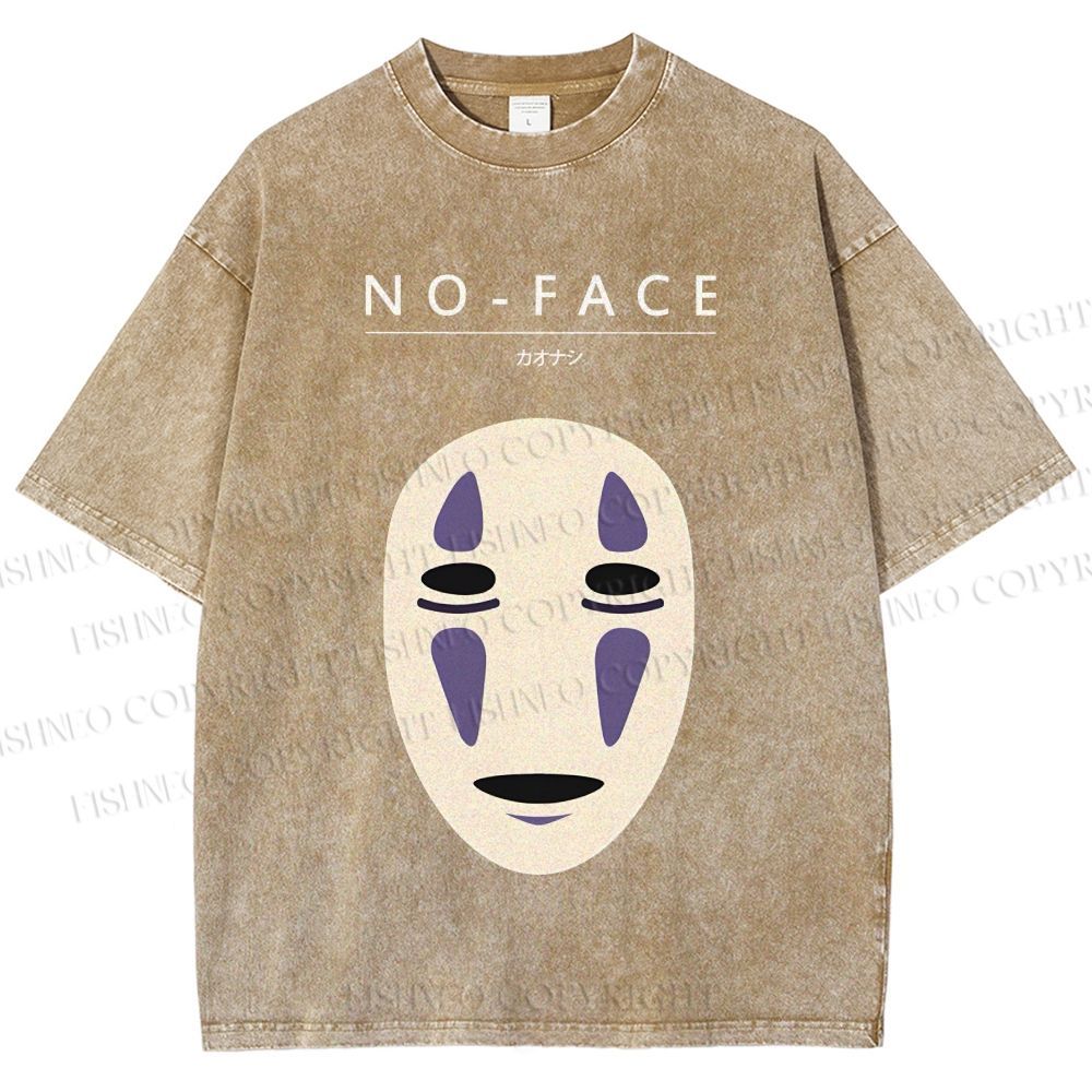 Unisex No-Face Spirited Away Printed Washed Tee