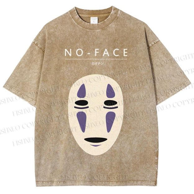 Unisex No-Face Spirited Away Printed Washed Tee