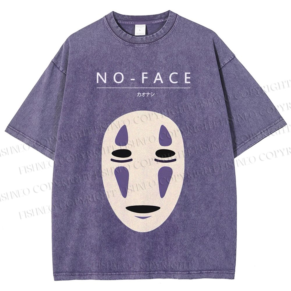 Unisex No-Face Spirited Away Printed Washed Tee