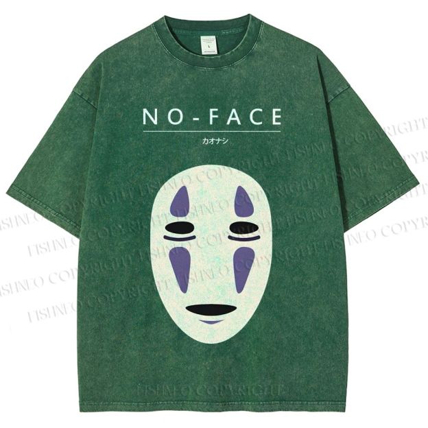 Unisex No-Face Spirited Away Printed Washed Tee