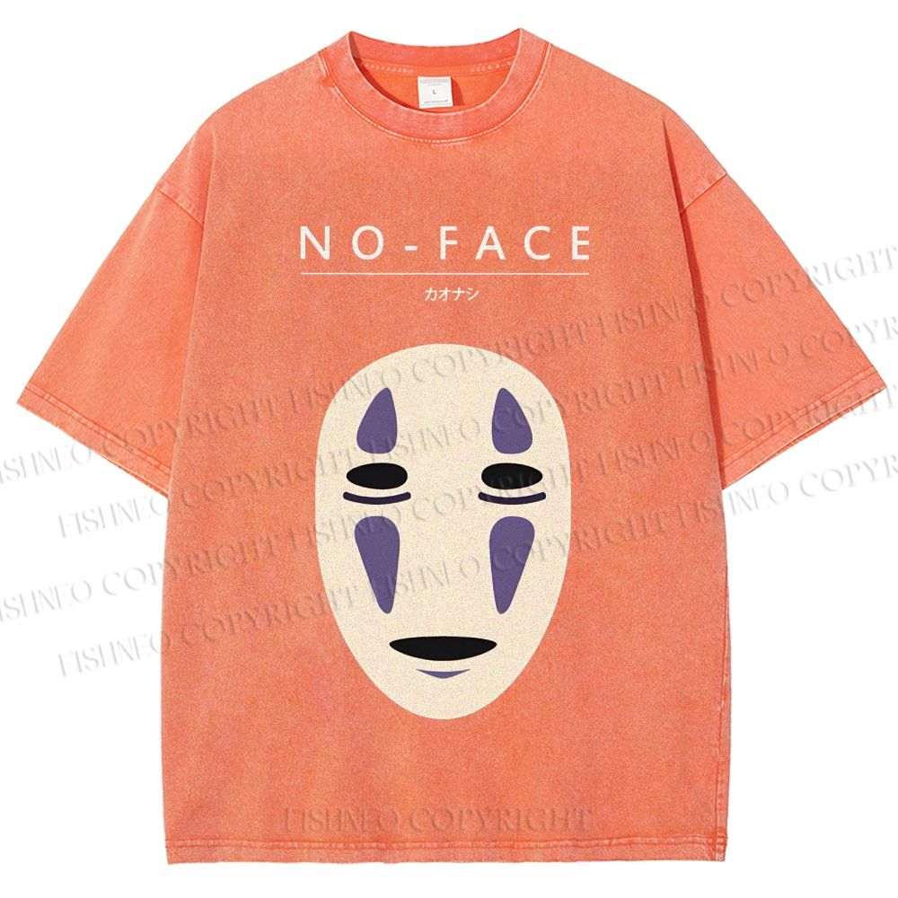 Unisex No-Face Spirited Away Printed Washed Tee