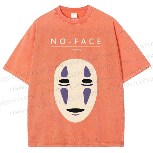 Unisex No-Face Spirited Away Printed Washed Tee