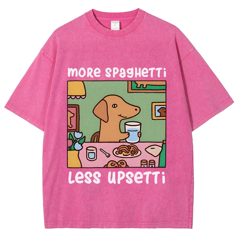 Doxie Eating Spaghetti Washed T-Shirt