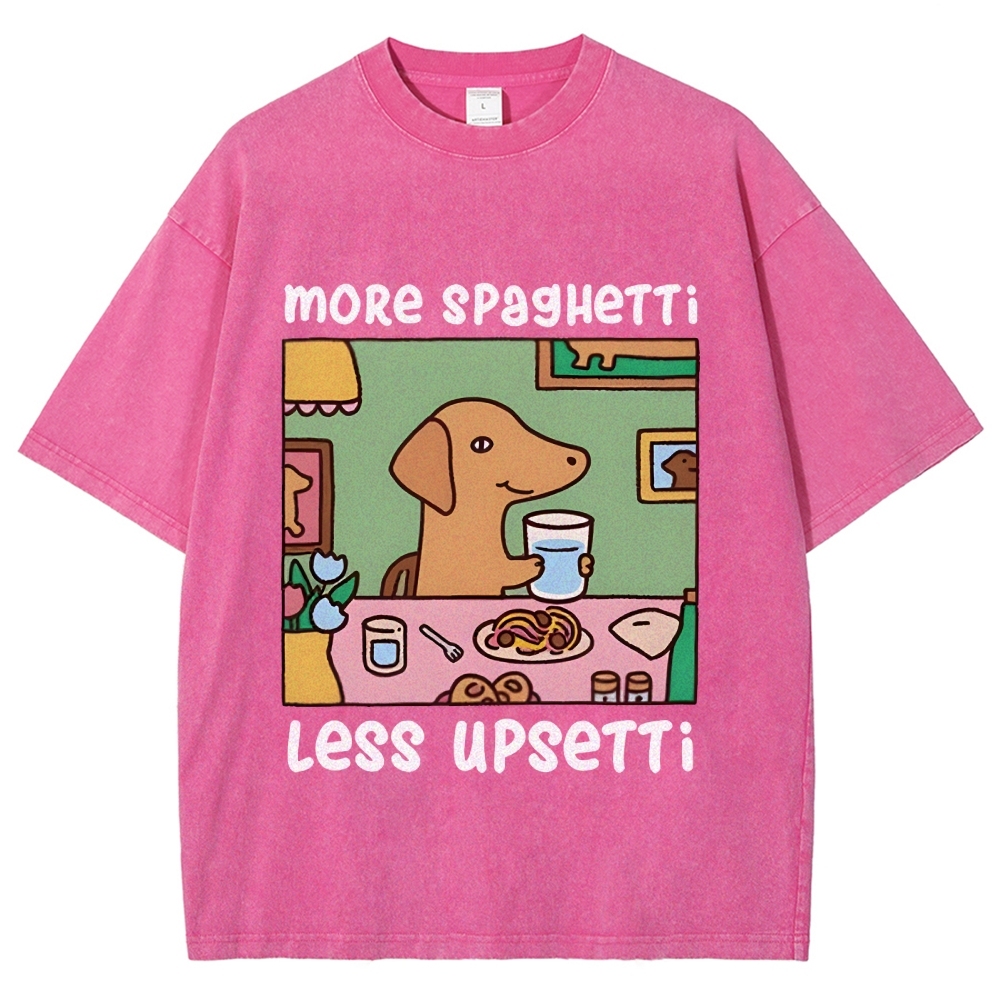 Doxie Eating Spaghetti Washed T-Shirt