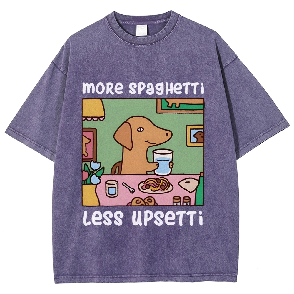 Doxie Eating Spaghetti Washed T-Shirt
