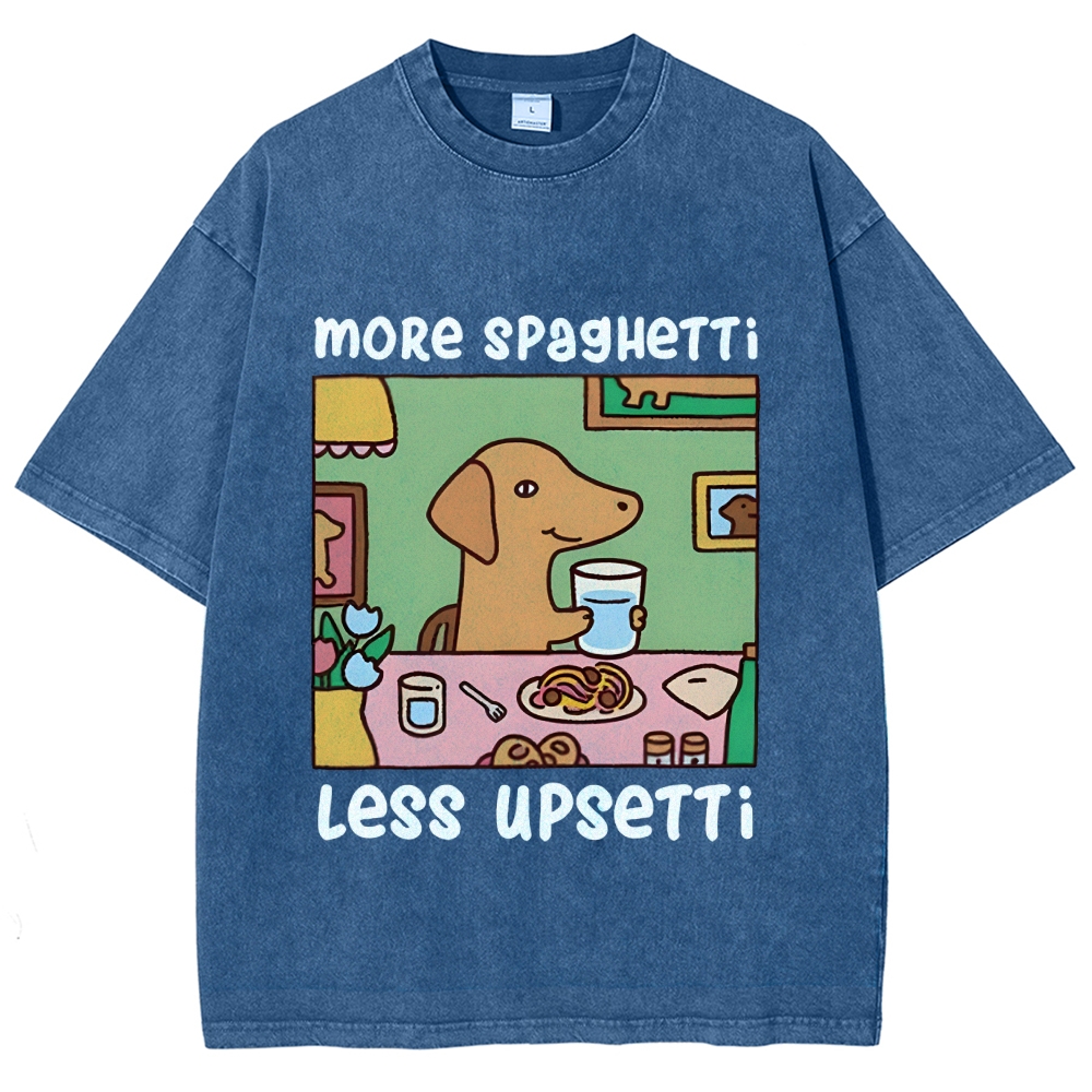 Doxie Eating Spaghetti Washed T-Shirt