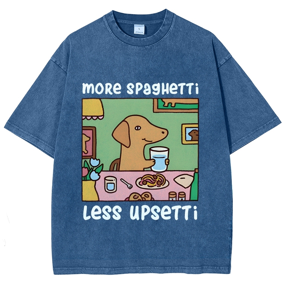 Doxie Eating Spaghetti Washed T-Shirt