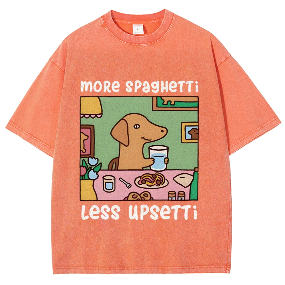 Doxie Eating Spaghetti Washed T-Shirt
