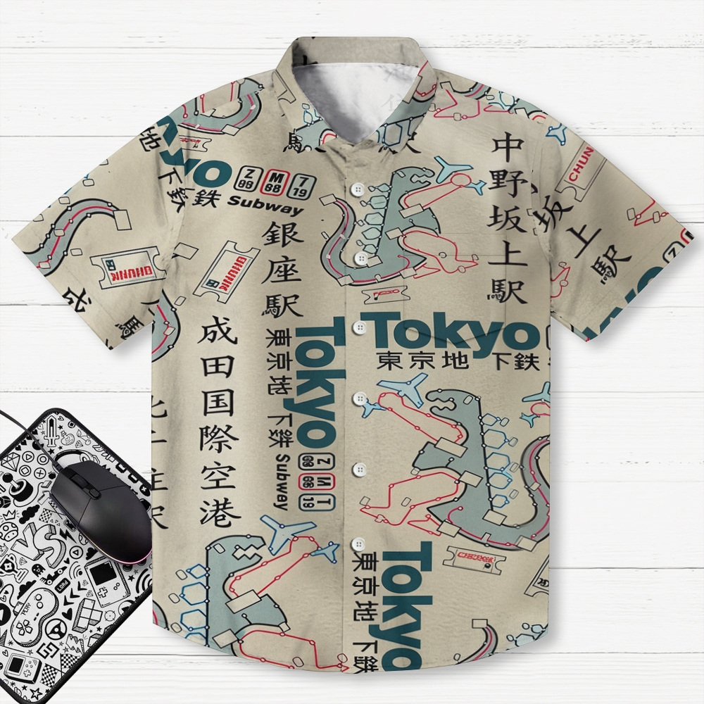 Funny Tokyo Subway Map Button-up Shirt