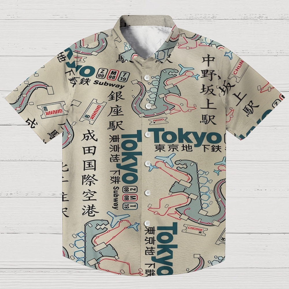Funny Tokyo Subway Map Button-up Shirt