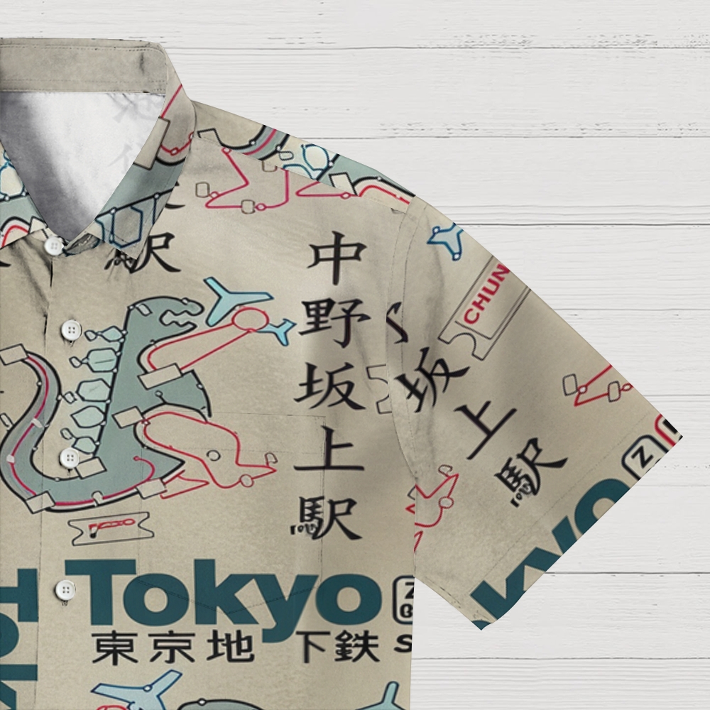 Funny Tokyo Subway Map Button-up Shirt