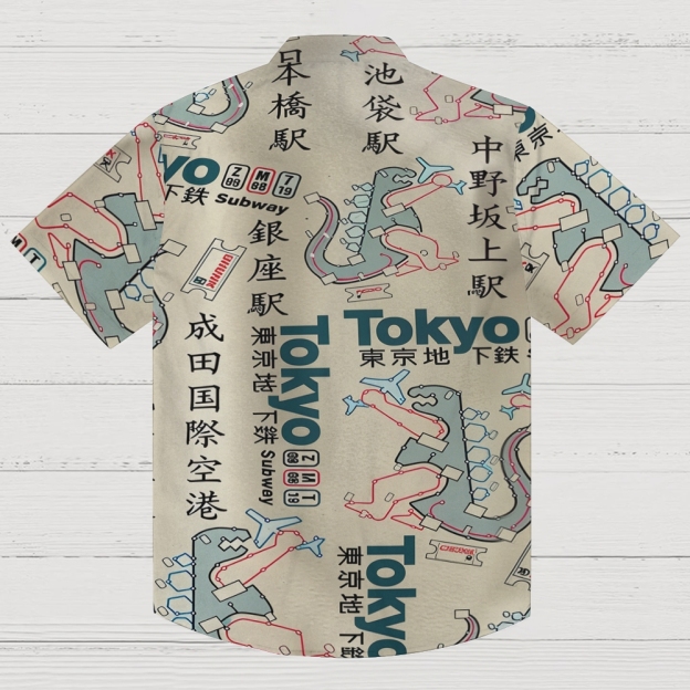 Funny Tokyo Subway Map Button-up Shirt