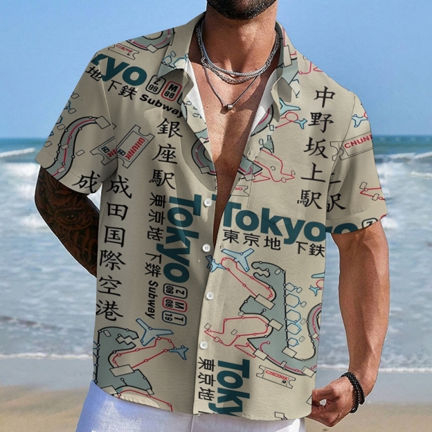 Funny Tokyo Subway Map Button-up Shirt