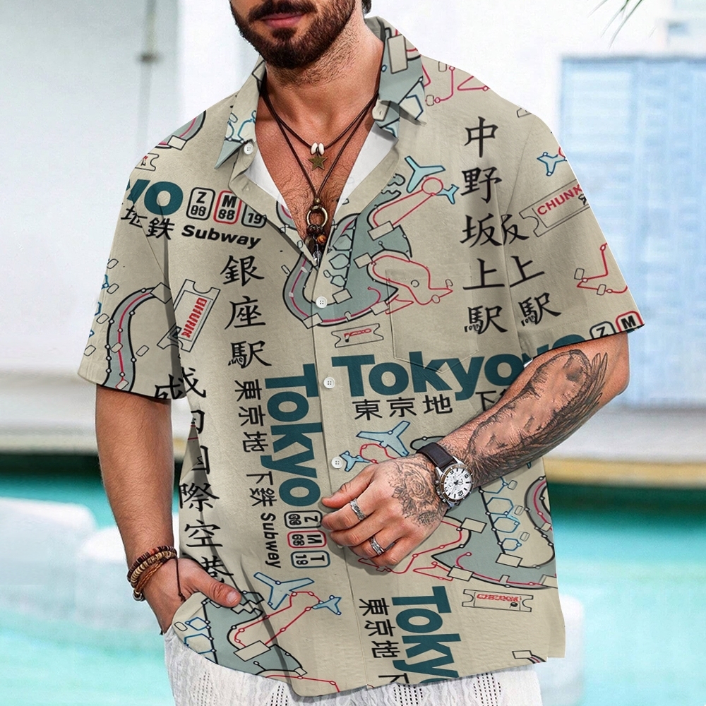 Funny Tokyo Subway Map Button-up Shirt