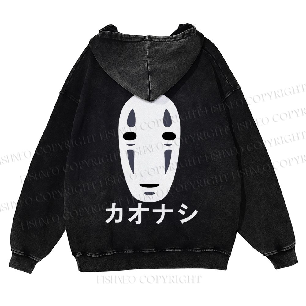Casual Faceless Man Printed Washed Hoodie