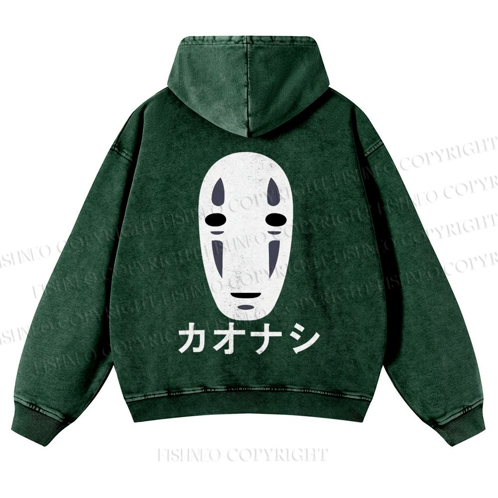 Casual Faceless Man Printed Washed Hoodie