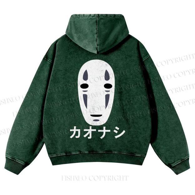 Casual Faceless Man Printed Washed Hoodie