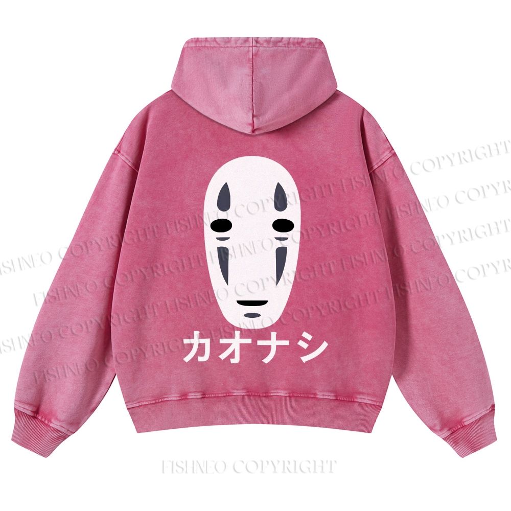 Casual Faceless Man Printed Washed Hoodie