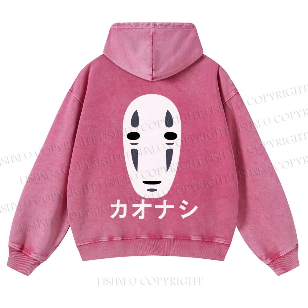 Casual Faceless Man Printed Washed Hoodie